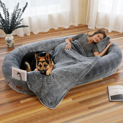 Human Dog Bed with Blanket