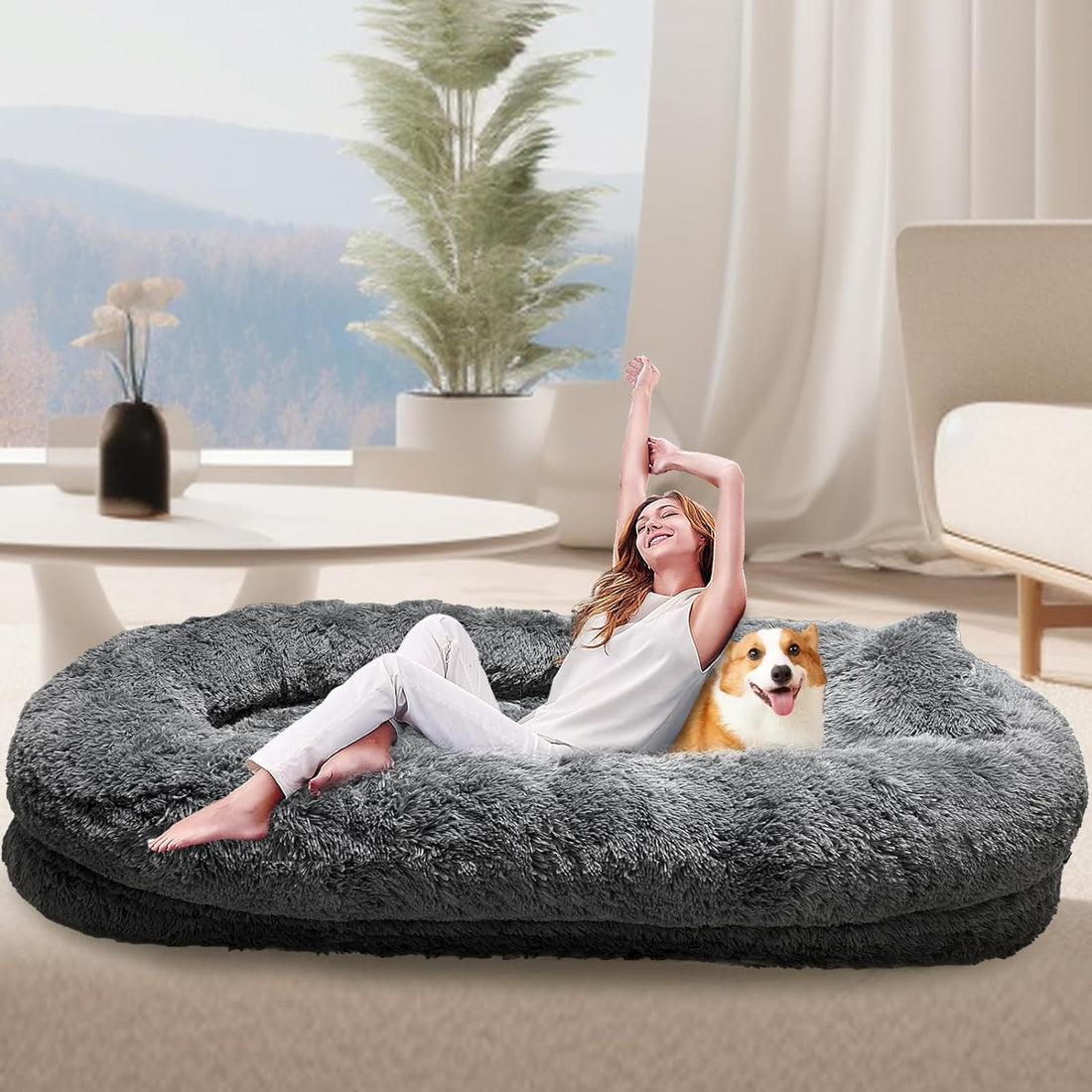 Human Dog Bed with Blanket